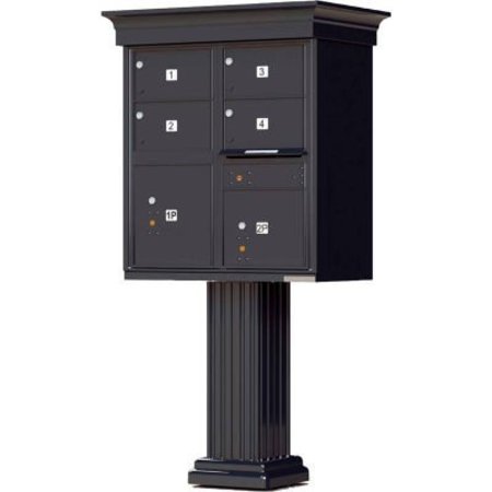 FLORENCE MFG CO Vital Cluster Box Unit w/Vogue Classic Accessories, 4 Mailboxes & 2 Parcel Lockers, Black 1570-4T5VBKAF